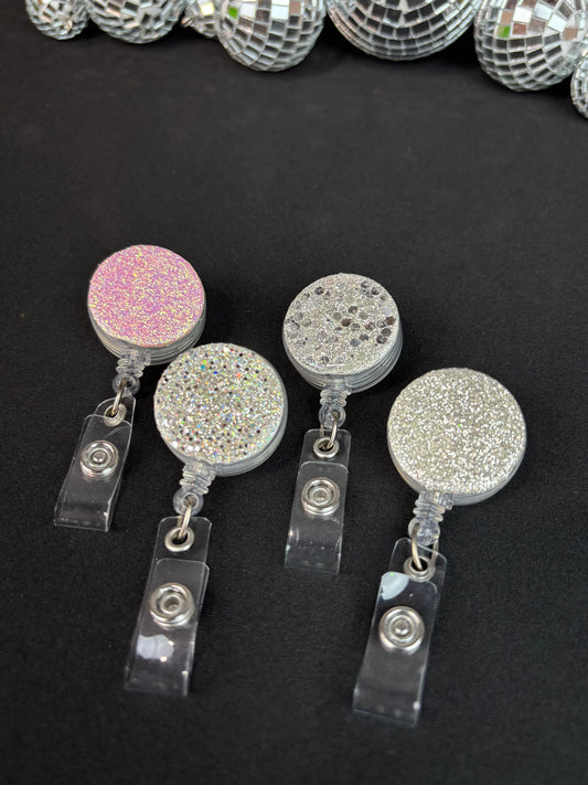 Glittered Clay Badge Reels