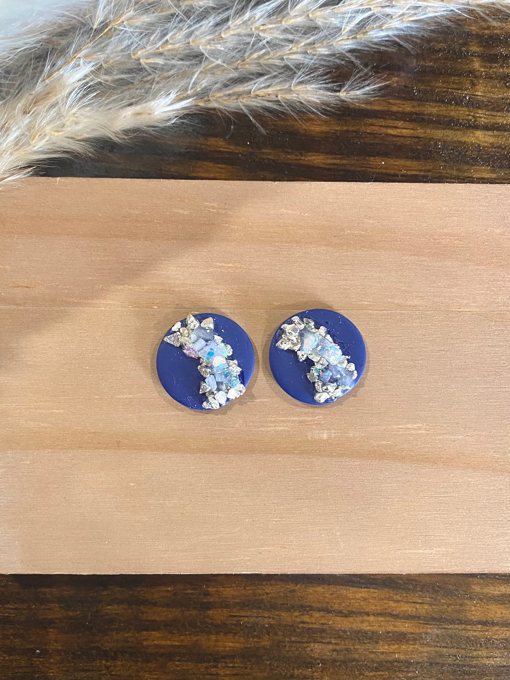 Dark Blue Druzy Stud