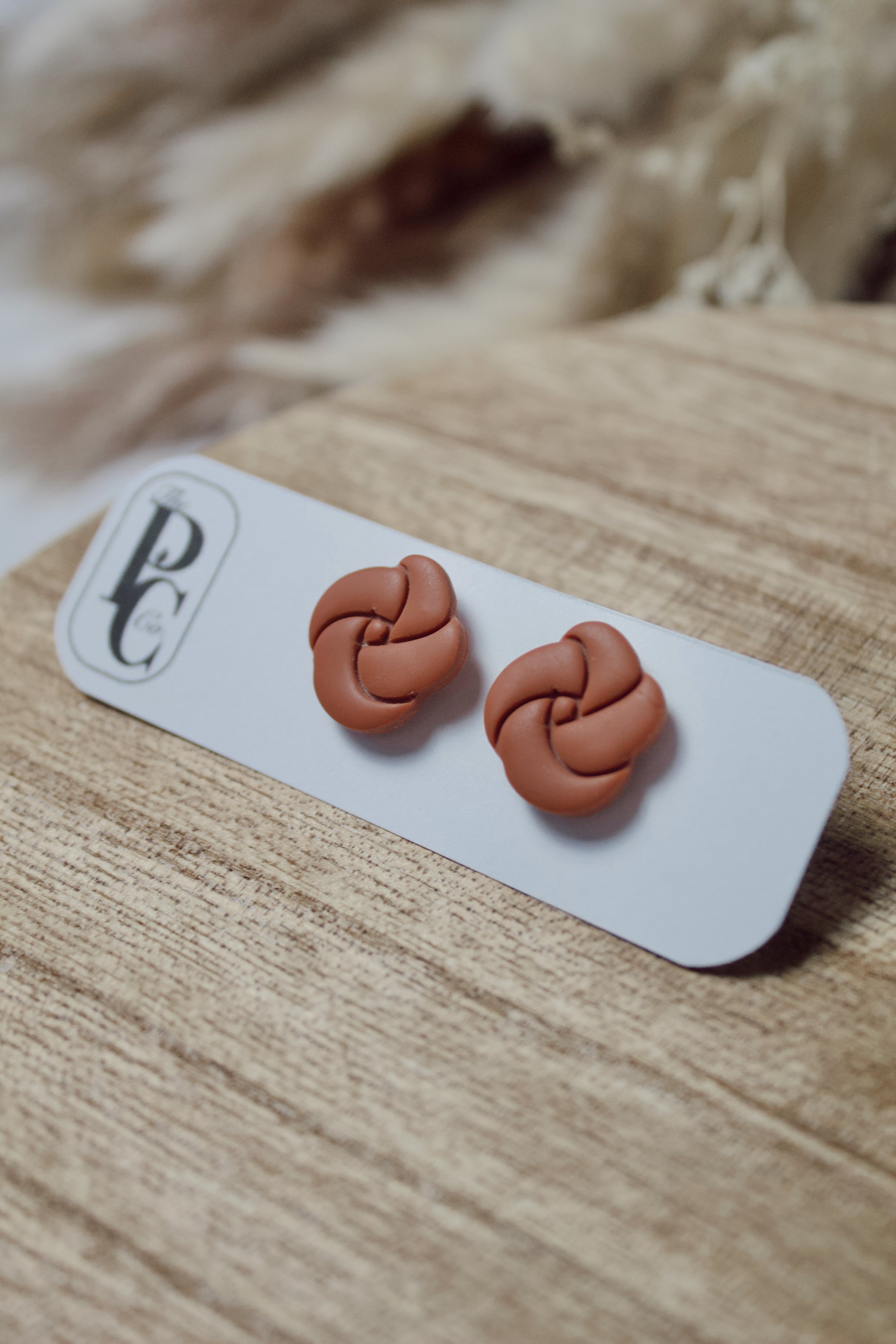 Terra Cotta Knotted Stud