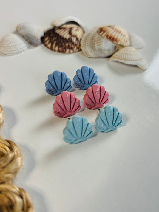 Water Droplet Sea Shell Studs