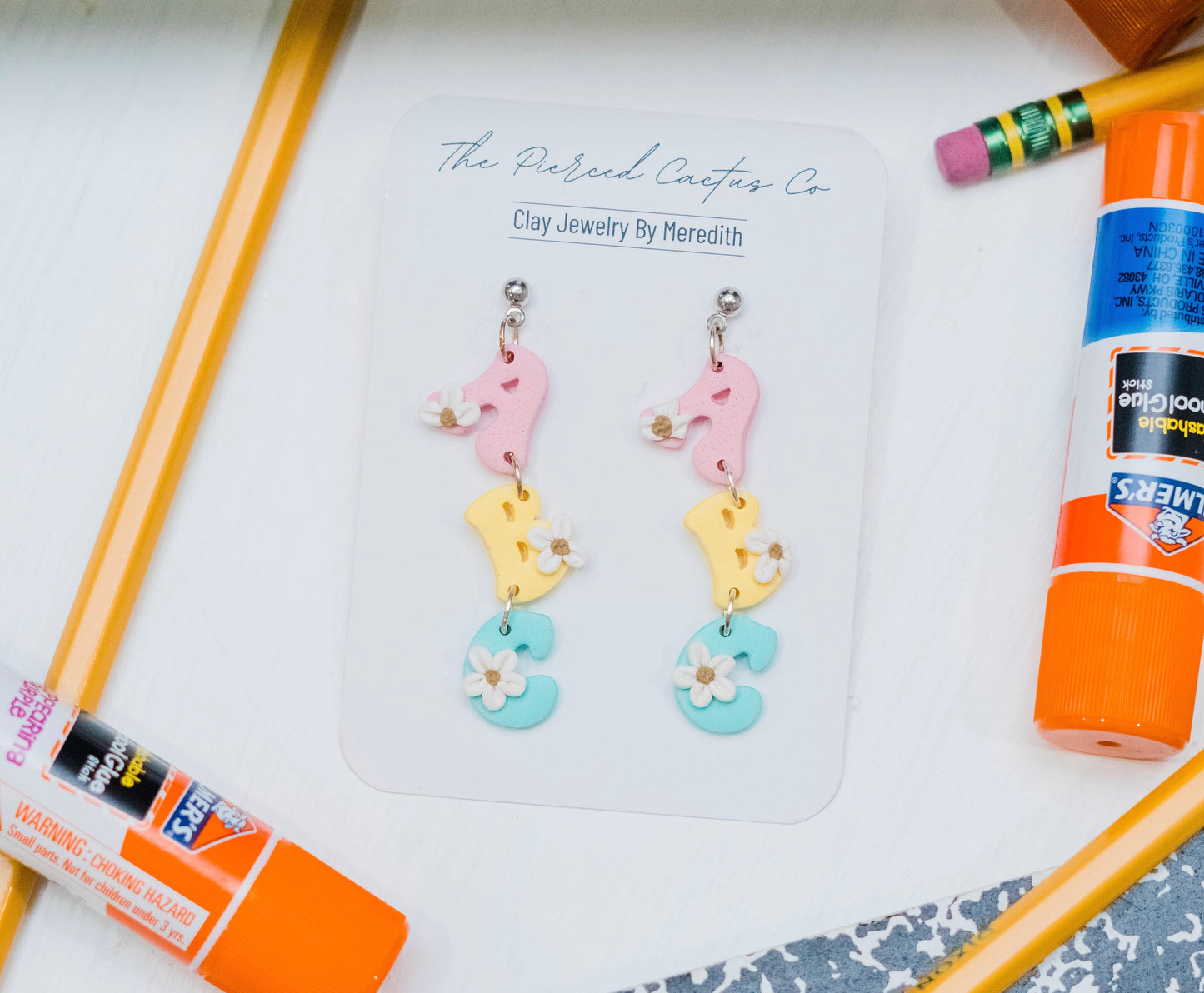 Floral School Letters Dangle