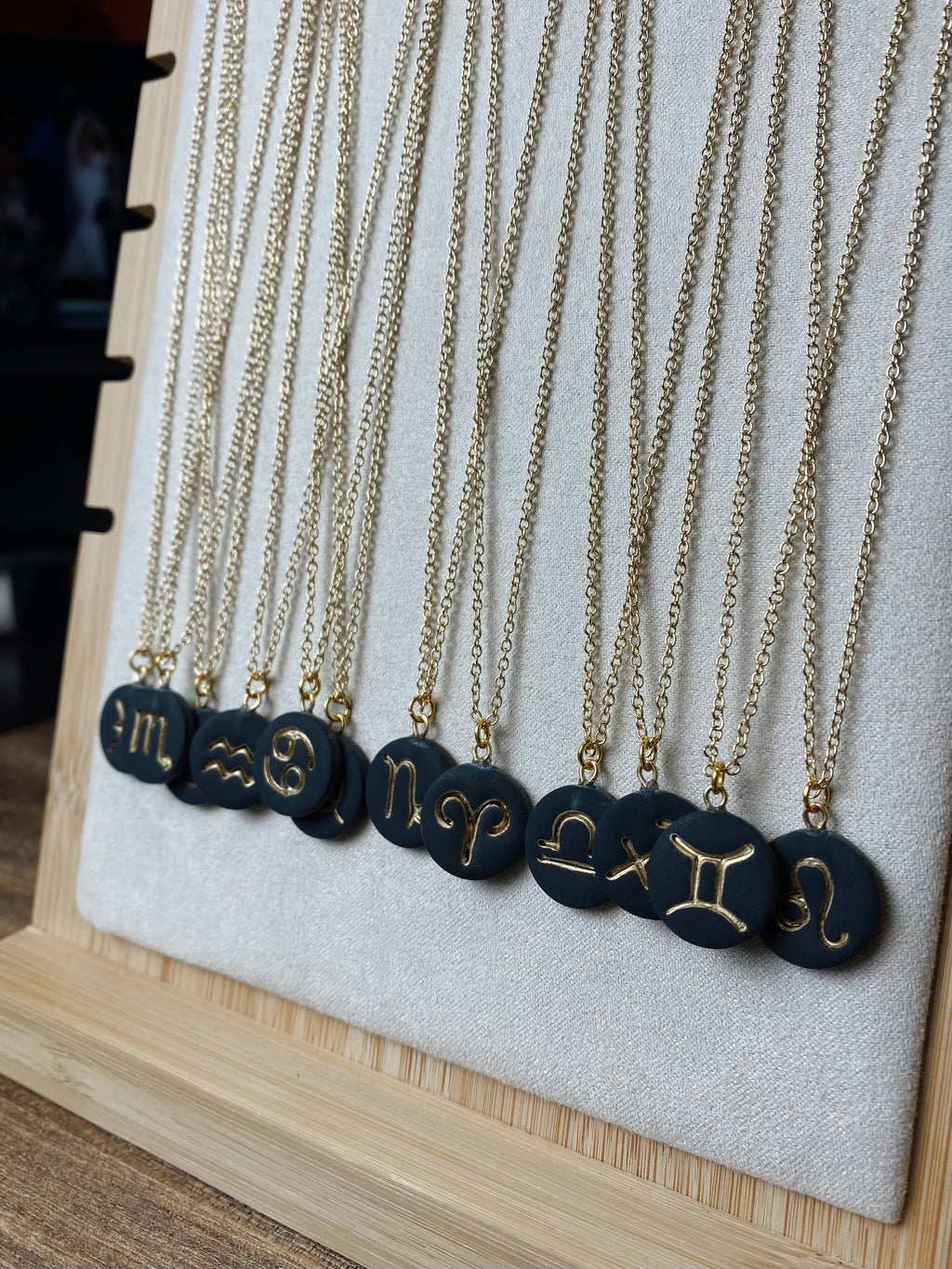 Dainty Black & Gold Zodiac Necklace
