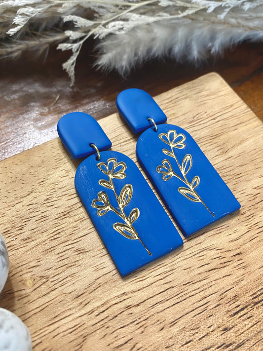 Blue & Gold Floral Dangle
