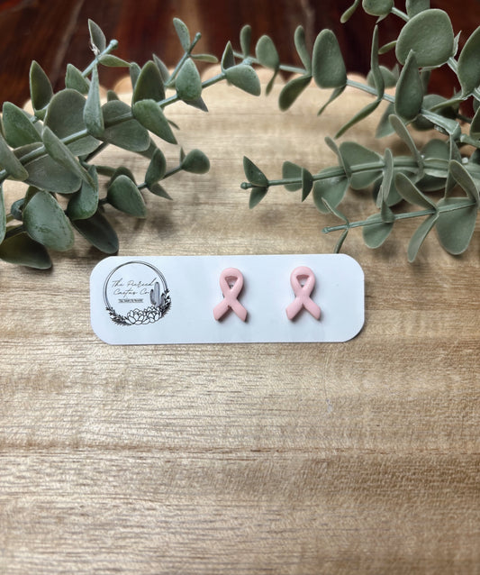 Pink Cancer Ribbon Stud
