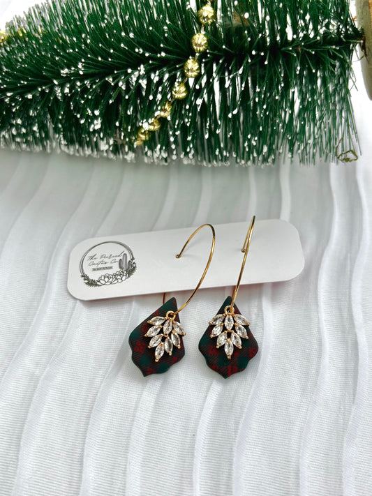 Elegant Plaid & Rhinestoned Hoop