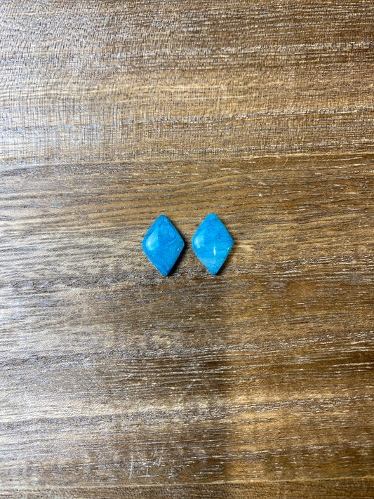 Blue Marbled Diamond Shaped Stud