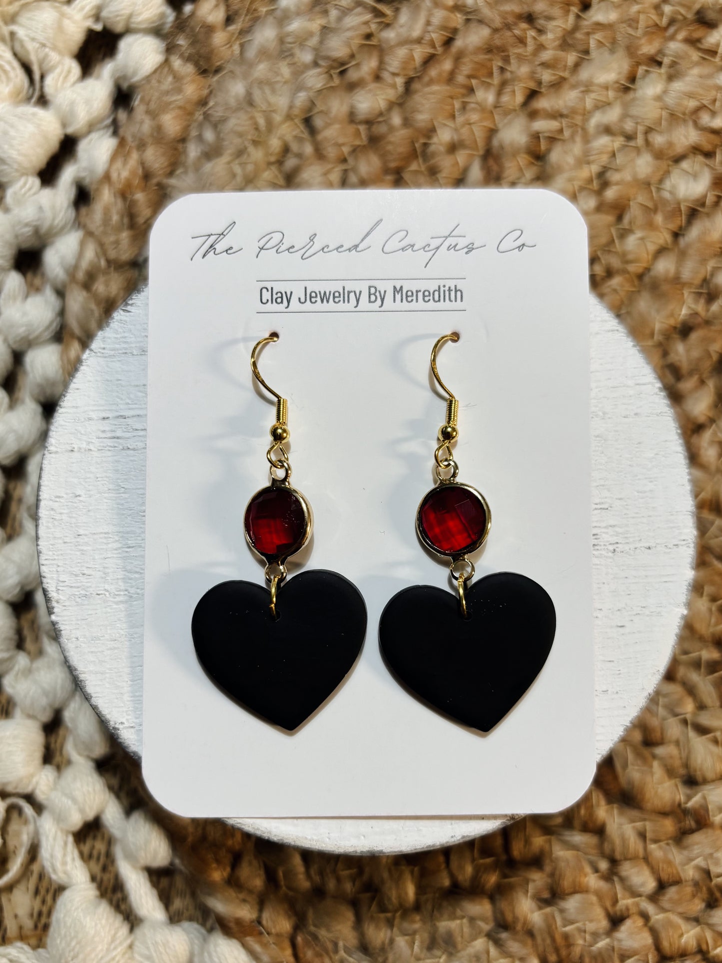 Black & Red Rhinestoned Heart Dangle