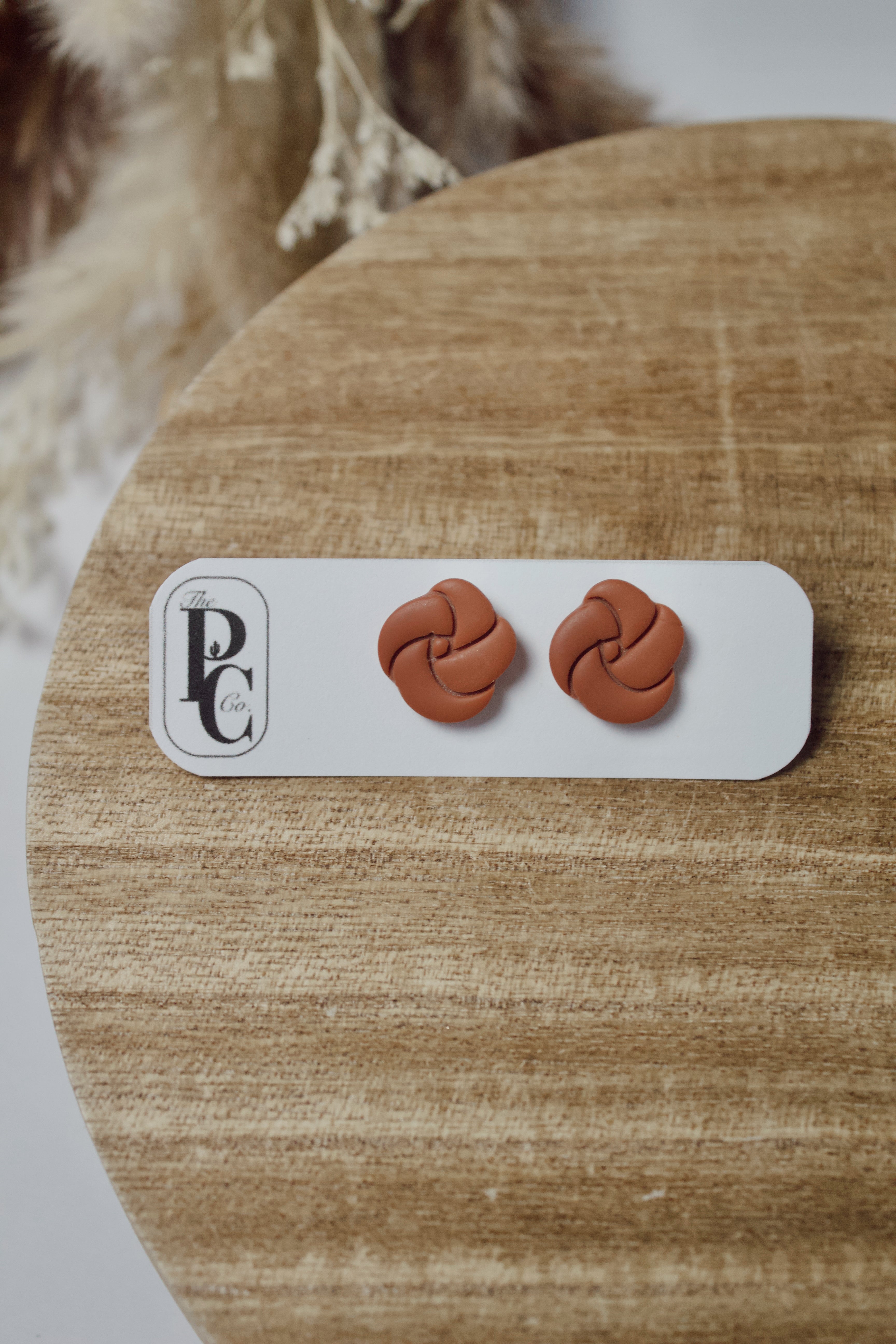 Terra Cotta Knotted Stud