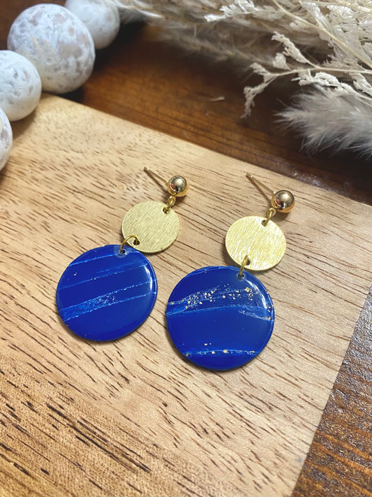 Blue Marbled Circle Dangle