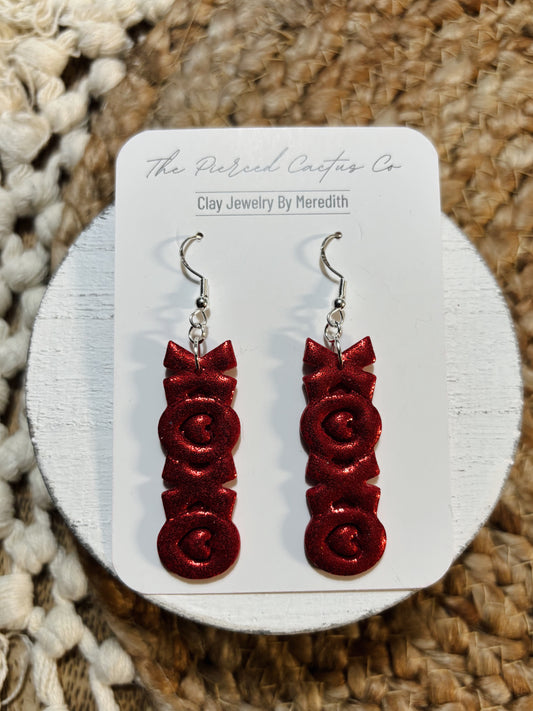 Red Glittered "xoxo" Dangle