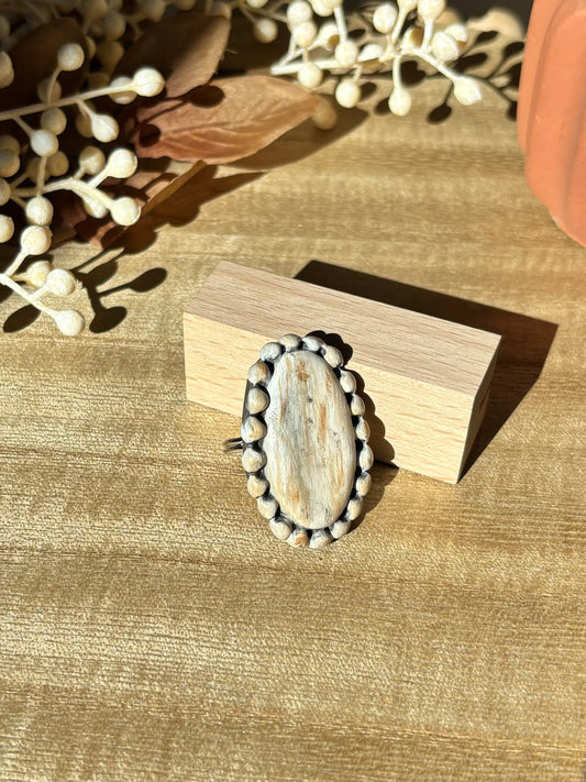 Cream Squash Blossom Adjustable Ring