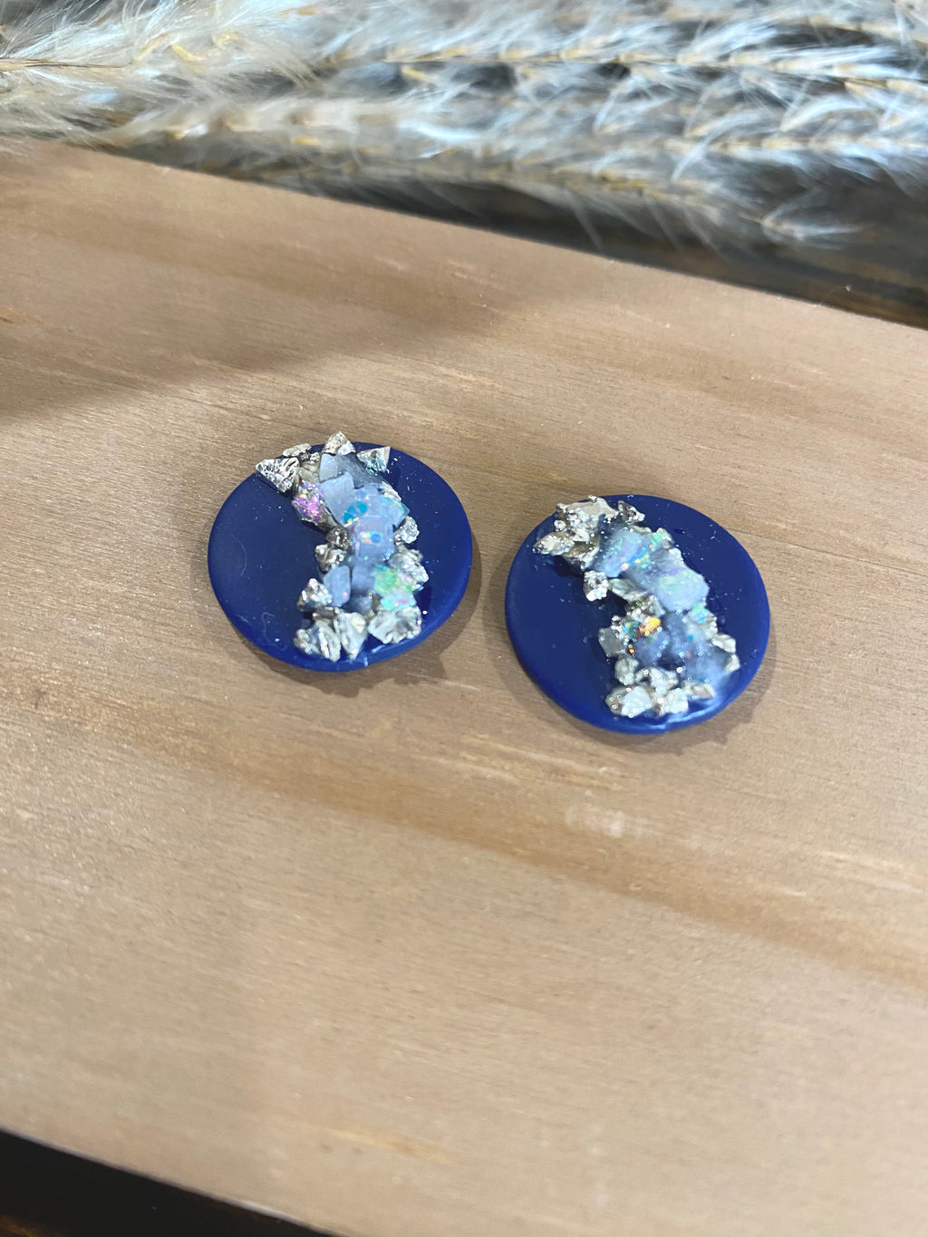 Dark Blue Druzy Stud