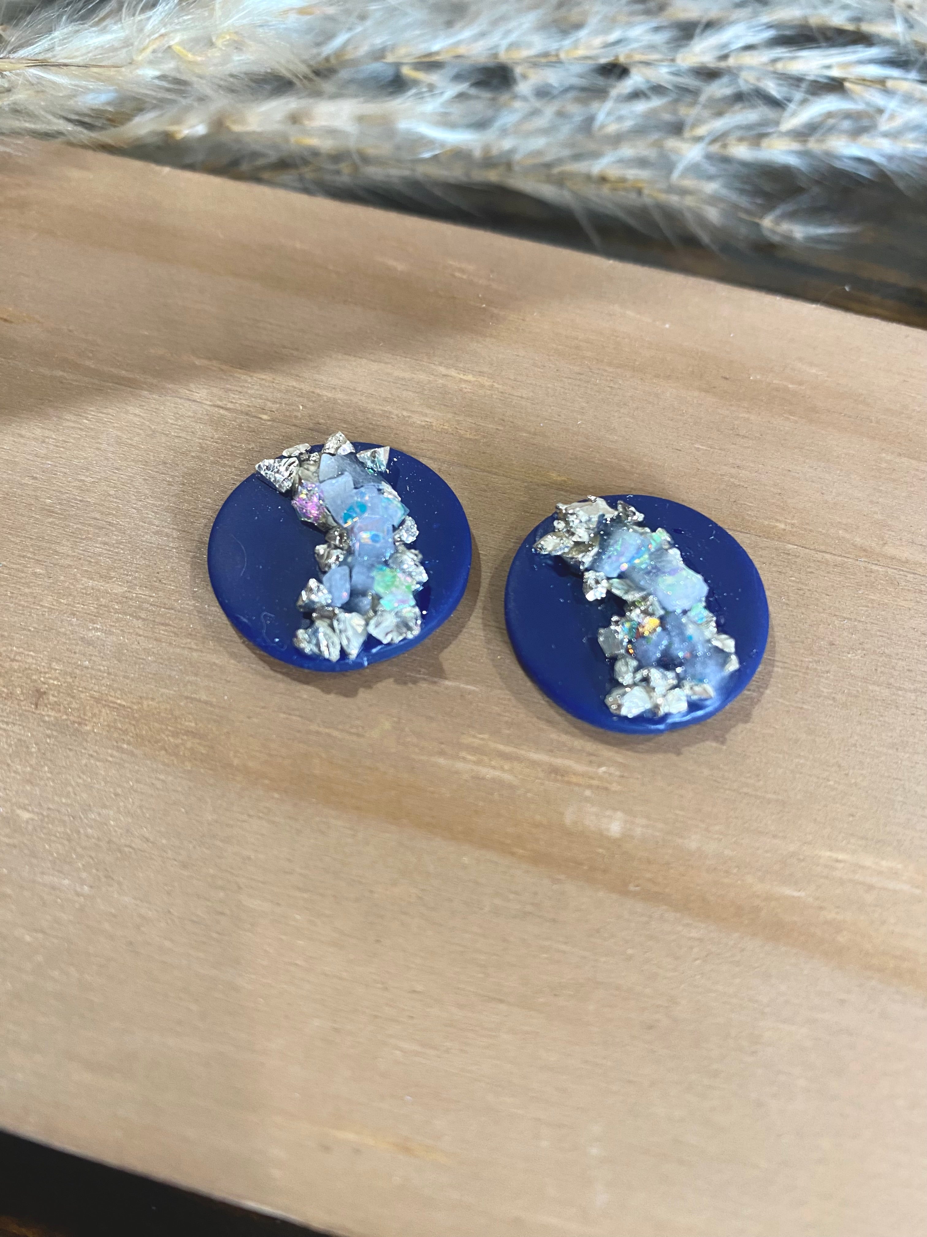 Dark Blue Druzy Stud