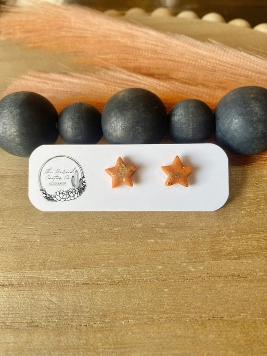 Orange & Gold Star Studs