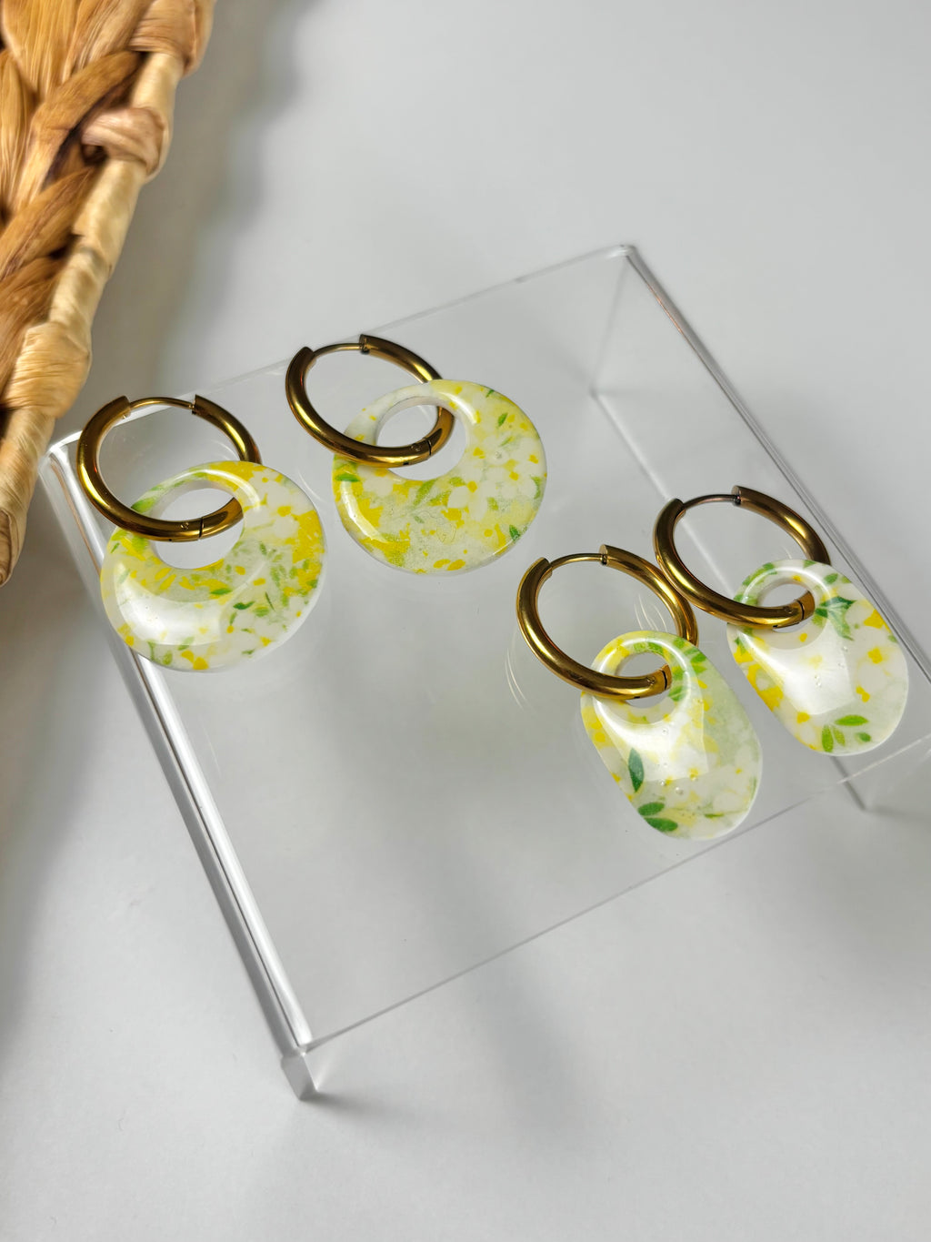 Yellow Floral Hoops