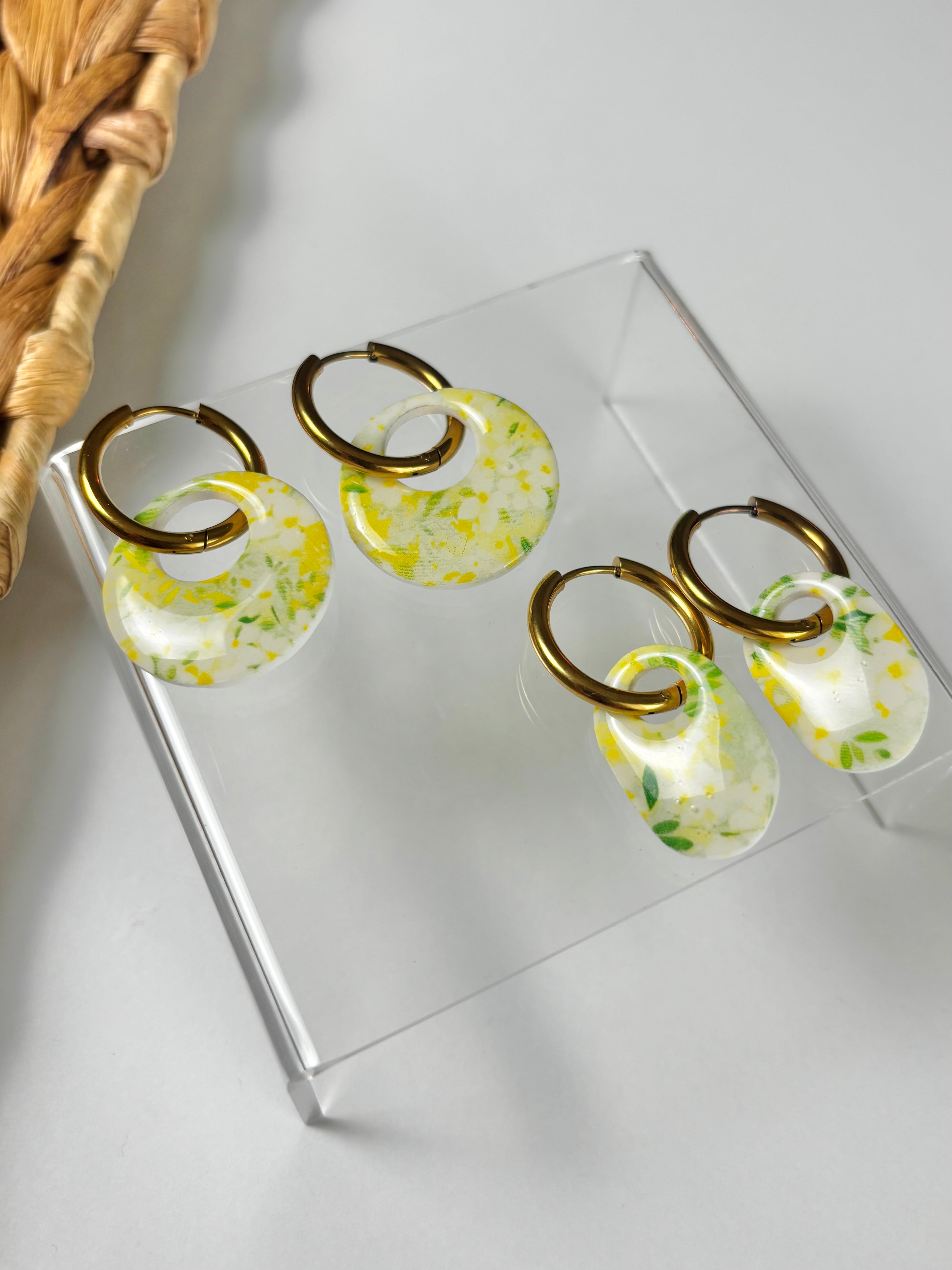 Yellow Floral Hoops