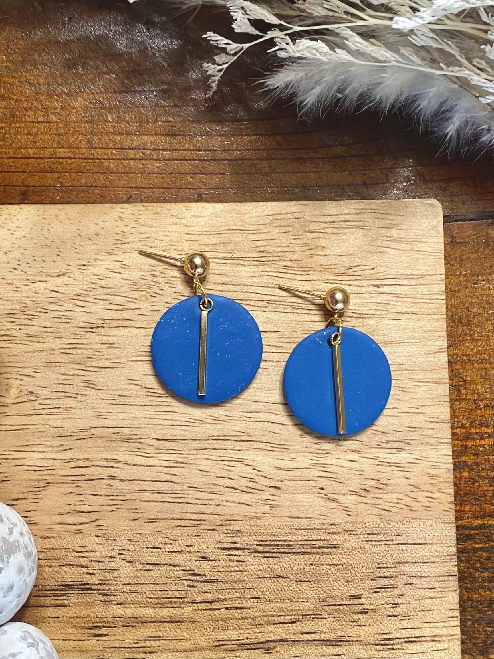Blue Circle Dangle With Gold Charm