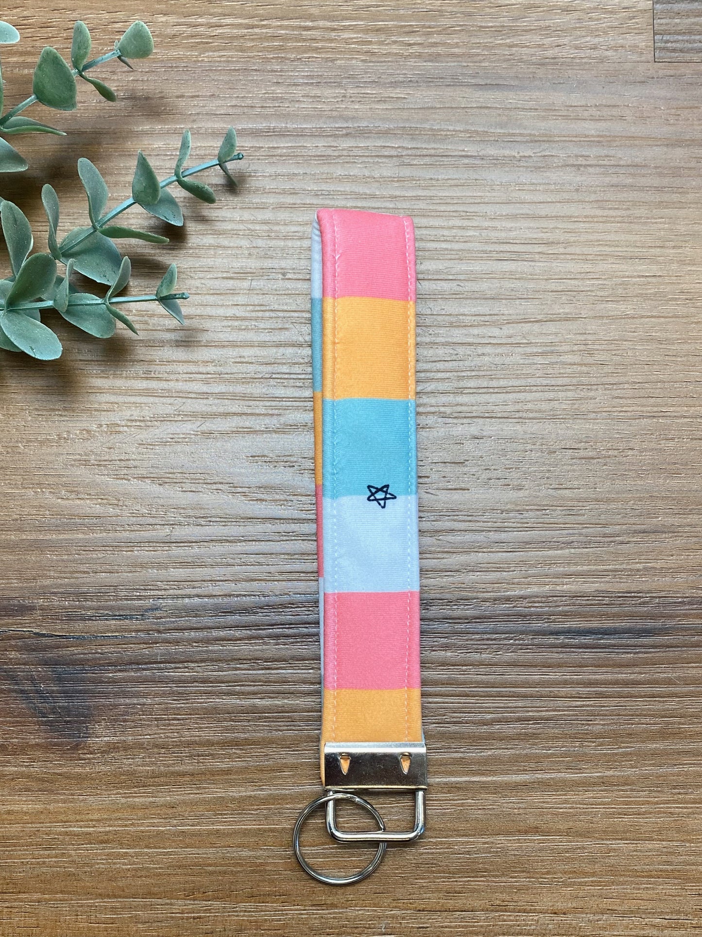 Retro Stripes Matching Key Wristlet