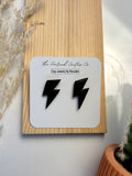 Large Black Lightning Bolt Stud