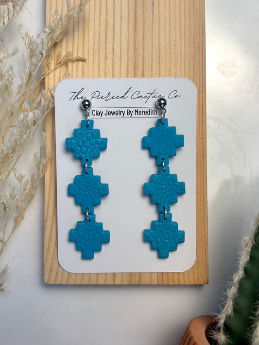 Aztec Style Turquoise Textured Dangle