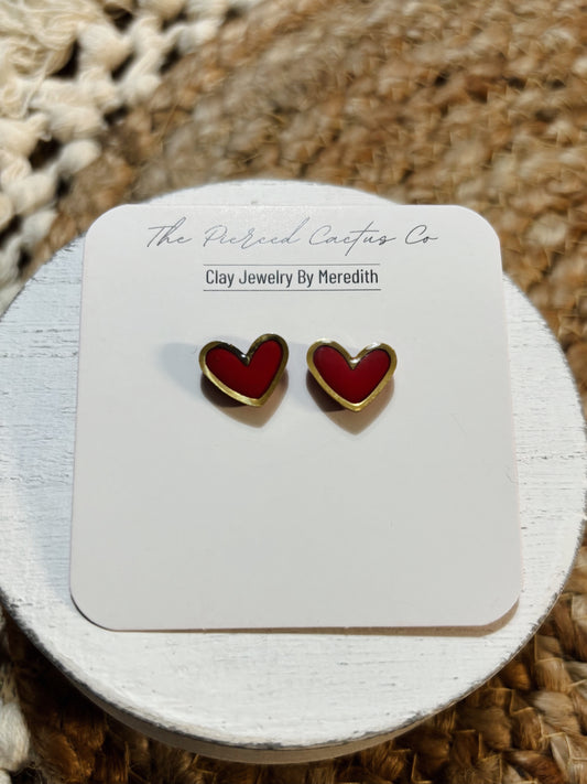 Glossed Red Heart Stud