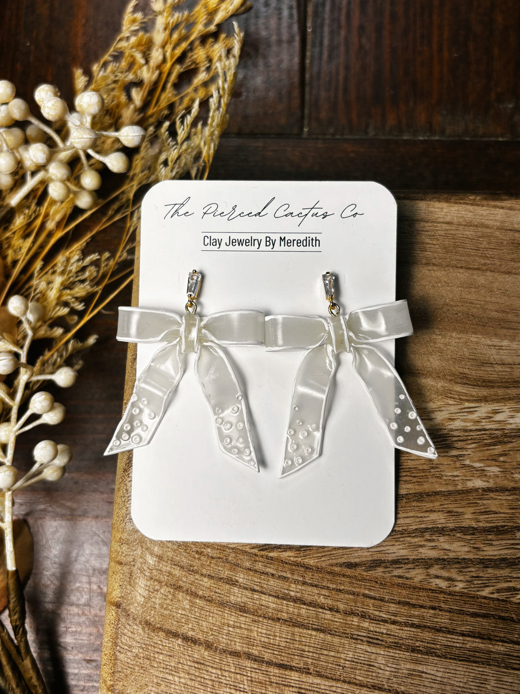 White Translucent Bow Dangle