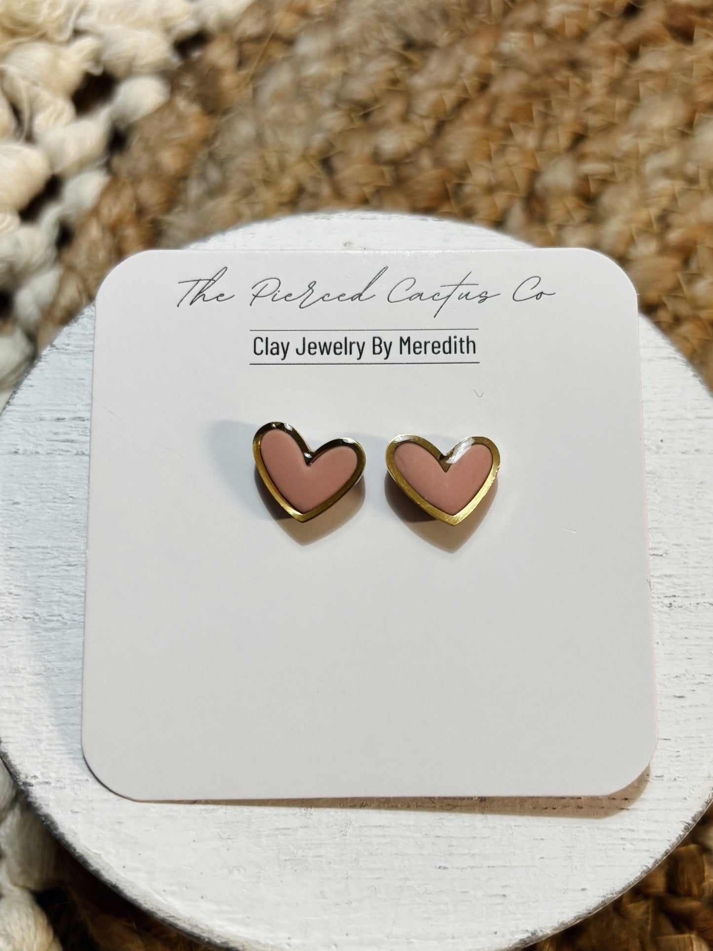 Glossed Pink Heart Stud