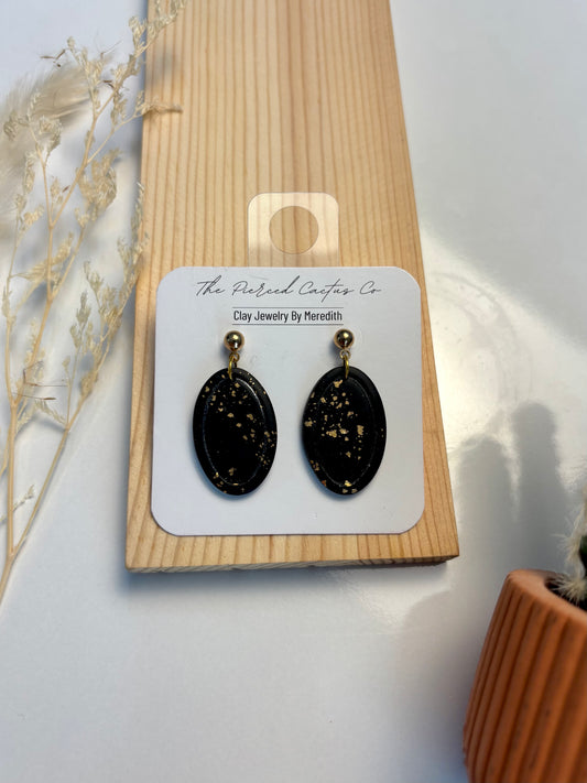 Black & Gold Oval Dangle