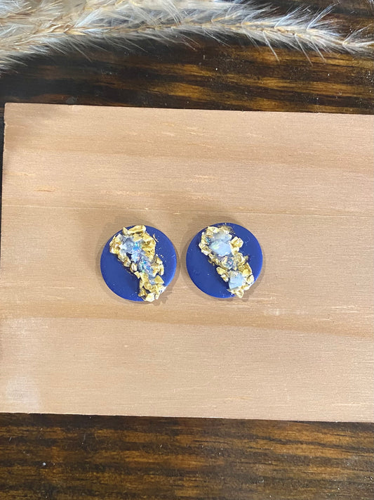 Dark Blue Druzy Stud