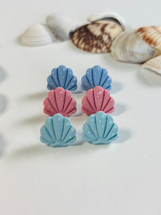 Water Droplet Sea Shell Studs