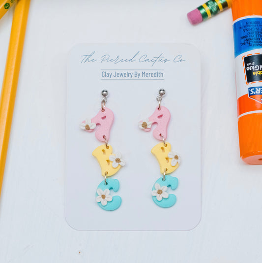 Floral School Letters Dangle