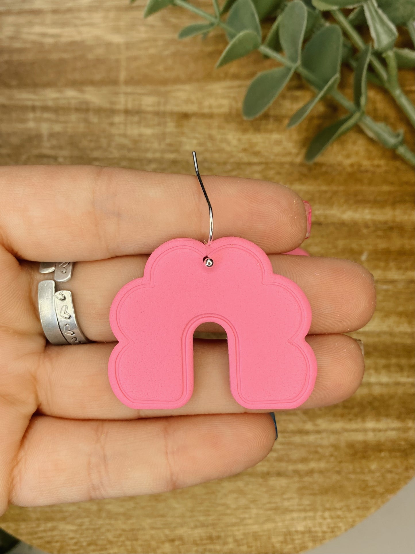 Pink Scalloped Arched Dangle