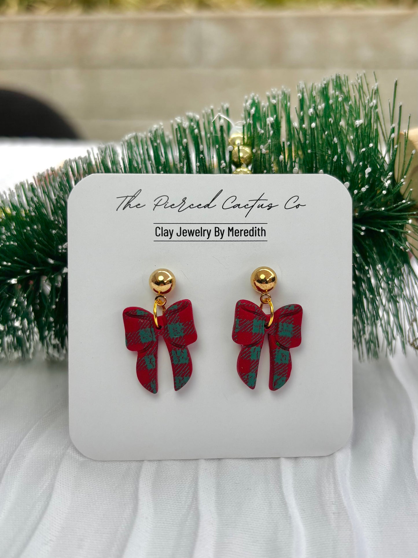 Small Plaid Bow Dainty Dangles