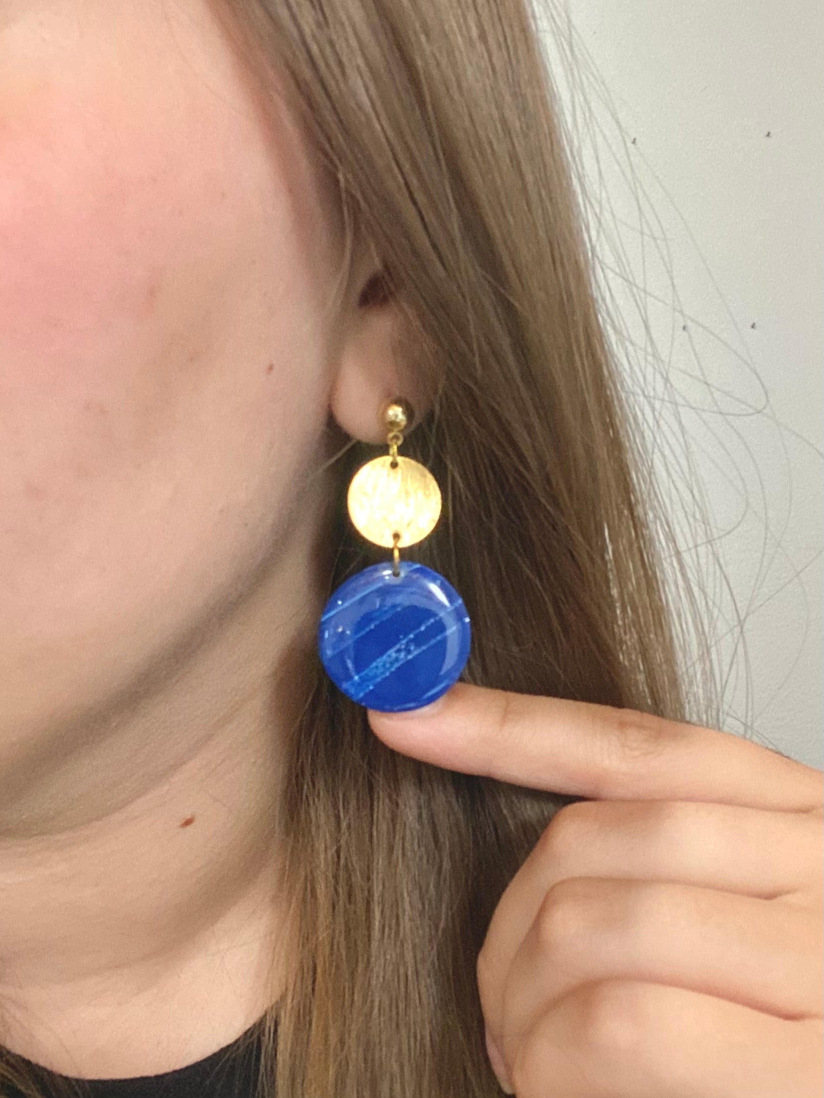 Blue Marbled Circle Dangle
