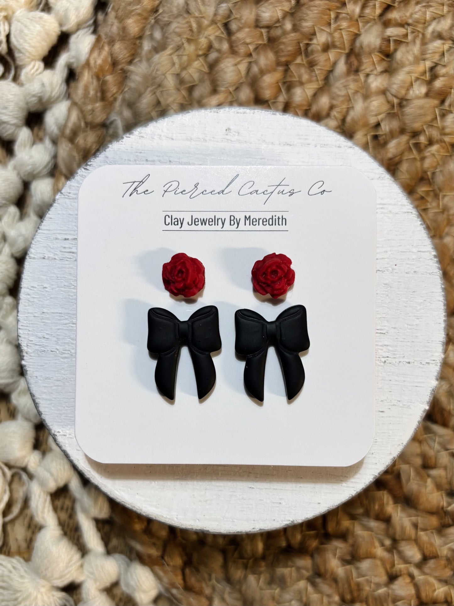 Red Rose & Black Bow Stud Pack