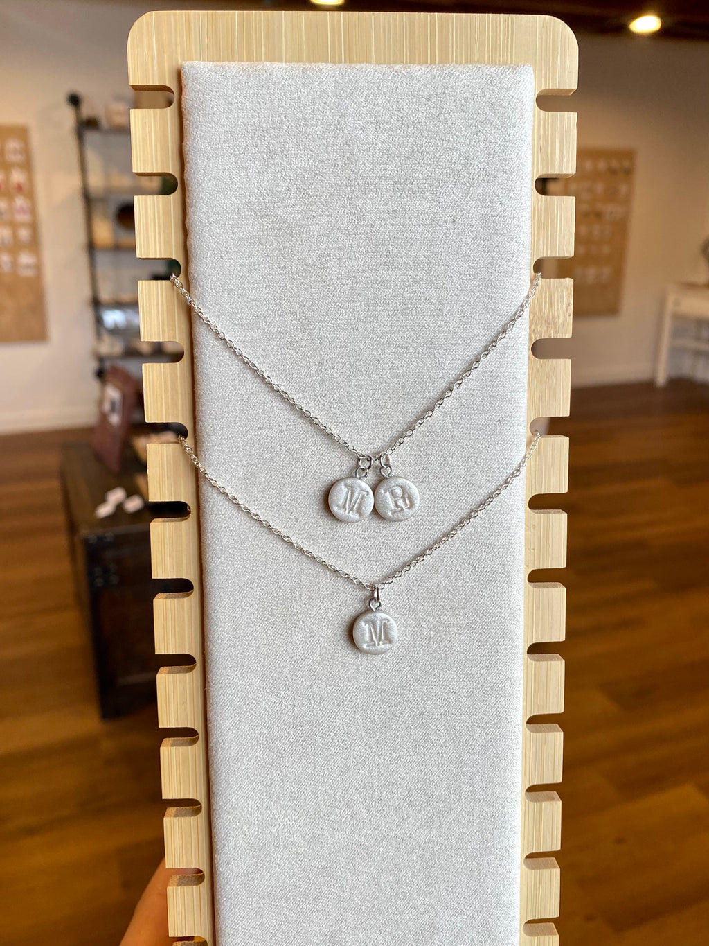 Silver Pearl Initial Necklace