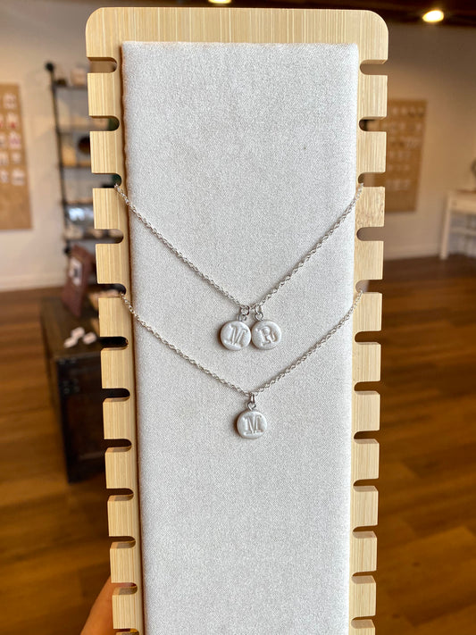 Silver Pearl Initial Necklace