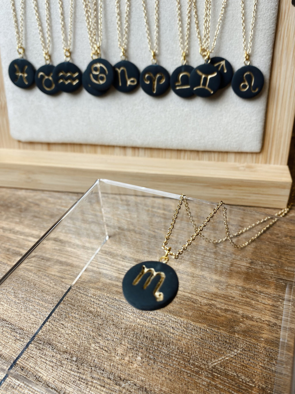 Dainty Black & Gold Zodiac Necklace