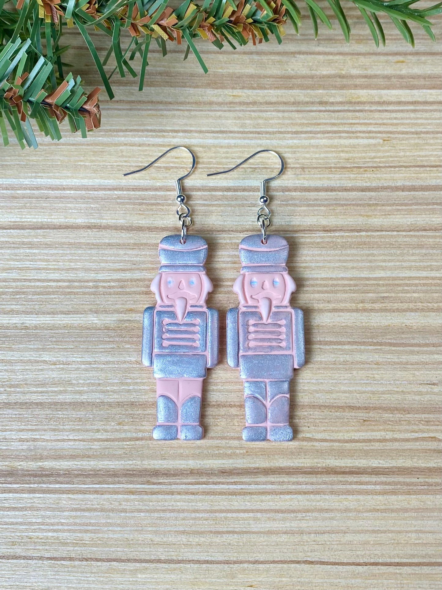 Pink & Silver Nutcracker Dangle - Hand Painted