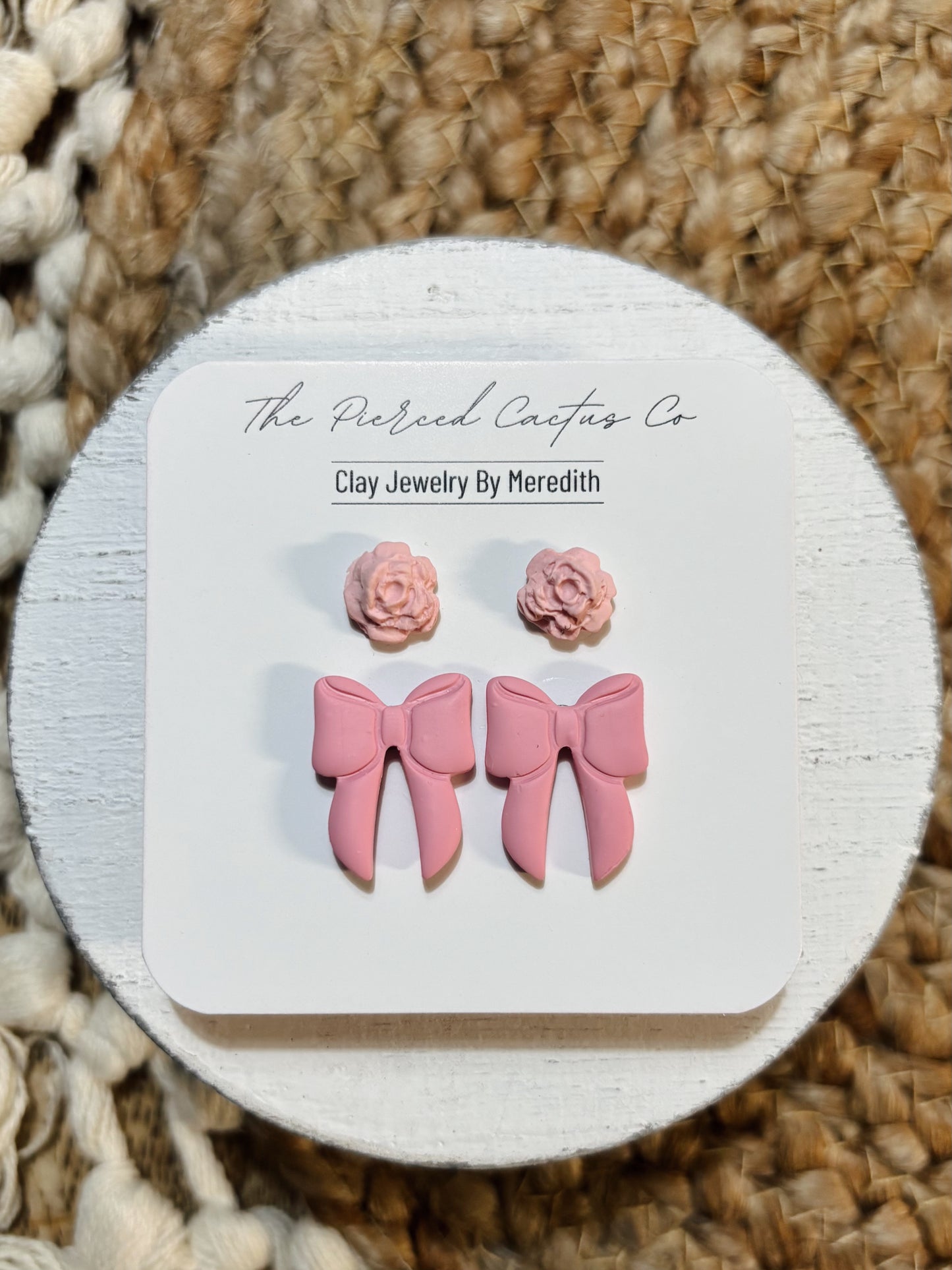 Light Pink Rose & Bow Stud Pack