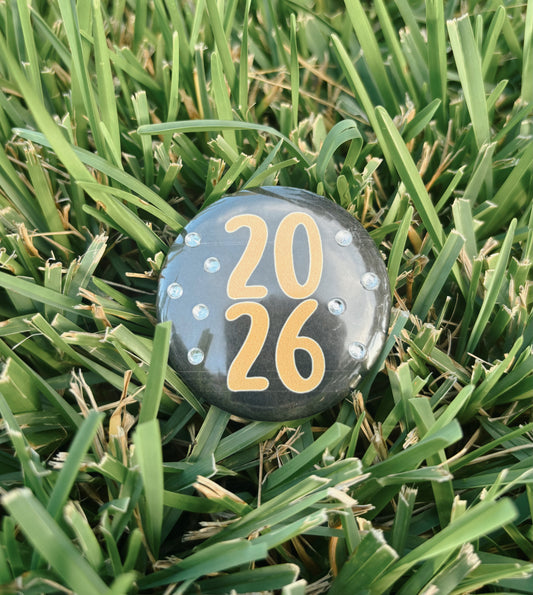 Custom Rhinestoned Year Button