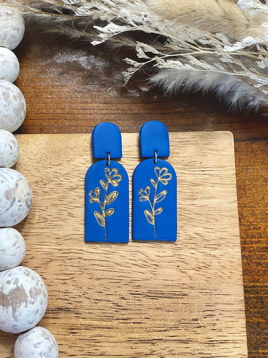 Blue & Gold Floral Dangle