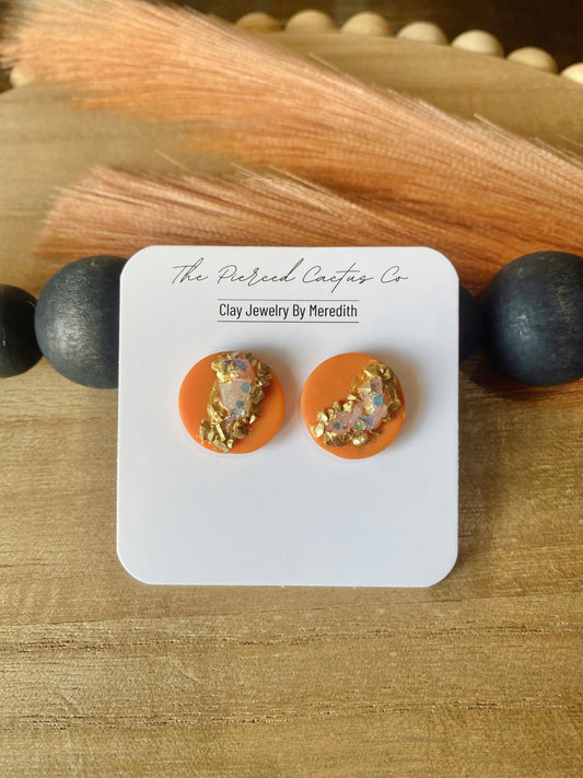 Orange Druzy Stud