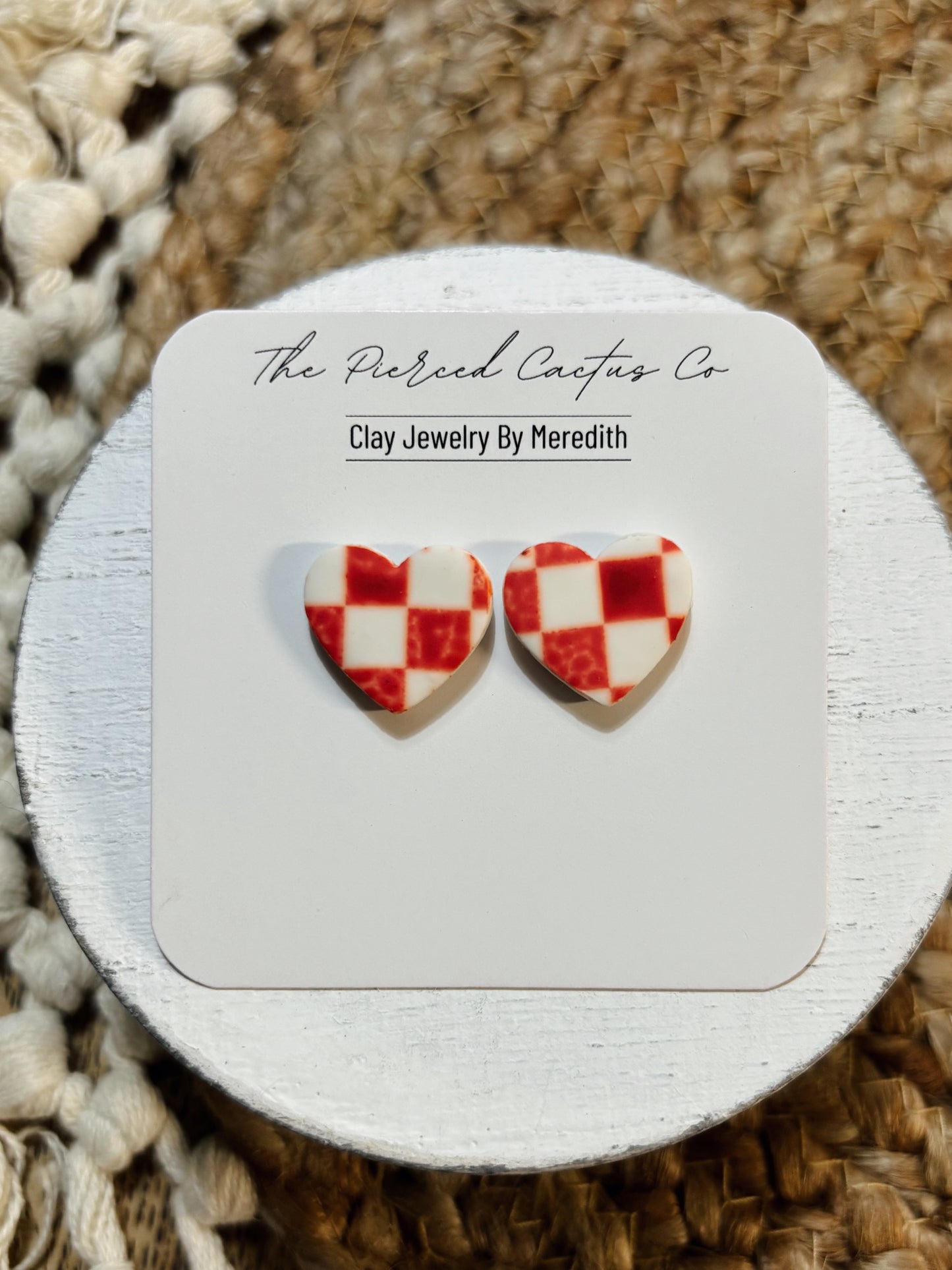 Checkered Heart Stud