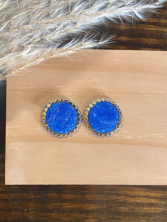 Large Blue & Gold Glossed Stud