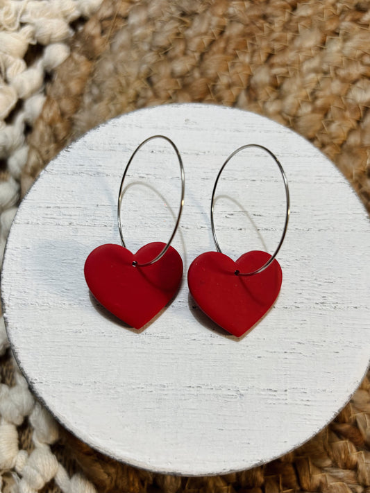 Red & Silver Heart Hoop