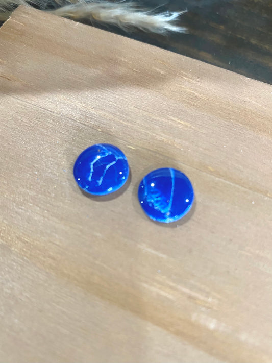 Small Blue Marbled Glossed Stud