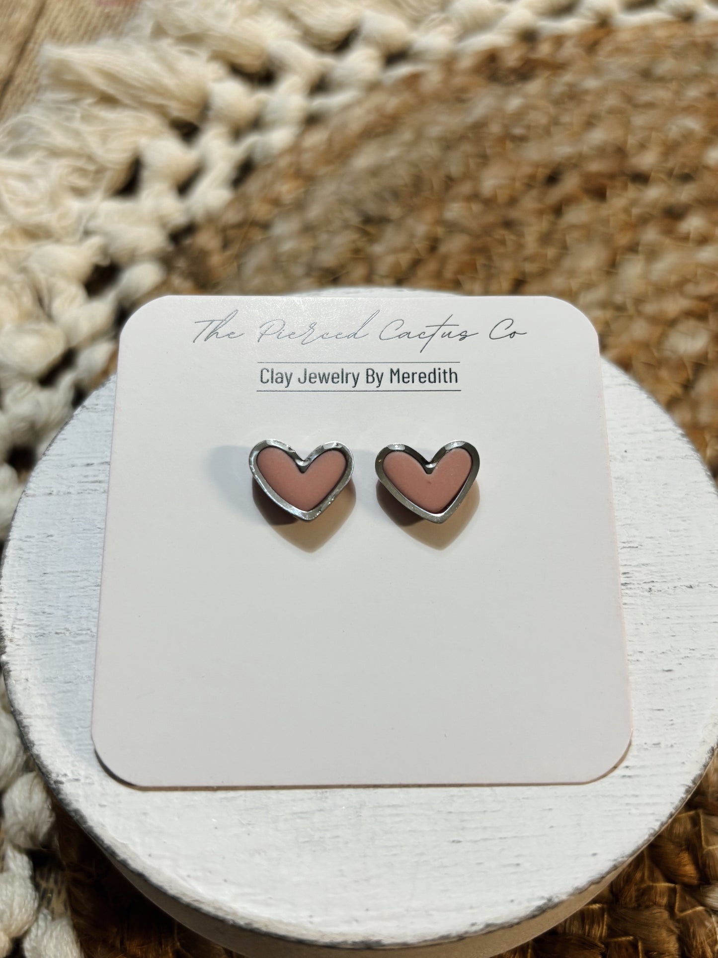 Glossed Pink Heart Stud