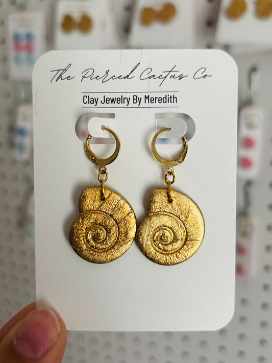 All Gold Conch Huggie Dangle