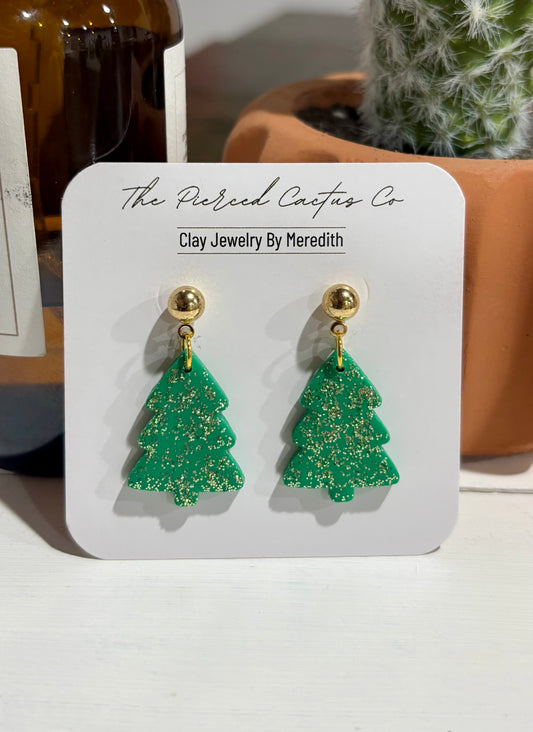 Dainty Green Glittered Christmas Tree Dangle